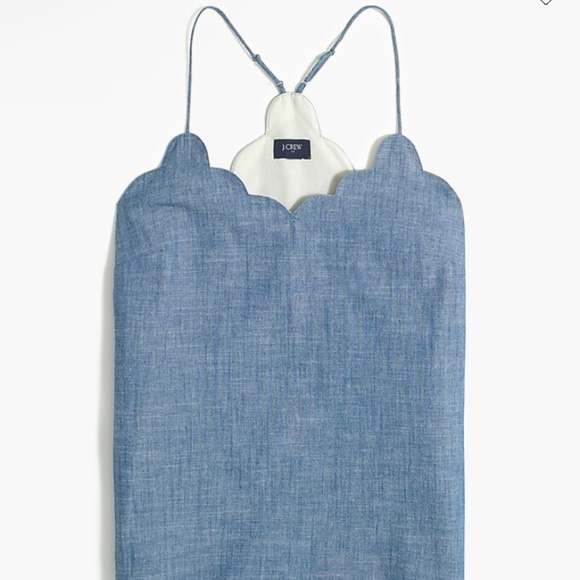 J. Crew Tops - Chambray heather denim like blue NWT J. Crew tank top cami scallop collar sz 12